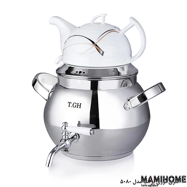 TGH-5080 کتری قوری کف چدن قیطاسی (TGH-تی جی اچ) مدل پرشیا براق 5 لیتری کد 5080